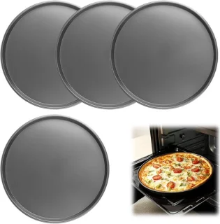Set van 4 pizzaplaten van 28 cm - ronde bakplaten voor pizzaoven