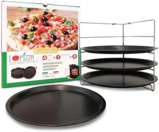 Set van 4 pizzavormen met houder