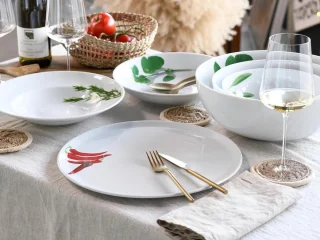 Set van 4 porseleinen pizzaborden