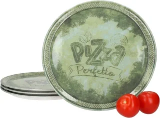 Set van 4 porseleinen pizzaborden Ø 31,5 cm, groen
