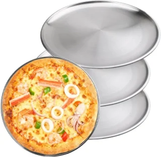 Set van 4 roestvrijstalen pizzaborden van 30 cm