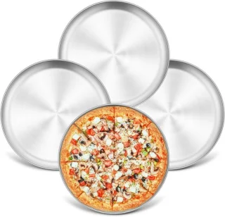Set van 4 ronde pizza bakvormen van rvs - 26 cm