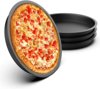Set van 4 ronde pizza mallen van roestvrij staal, 20 cm diameter