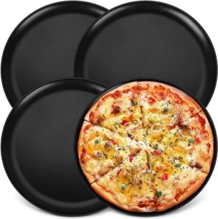 Set van 4 ronde pizza schalen van 30 cm - roestvrij staal