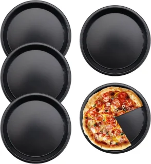Set van 4 ronde pizzabakplaten 15 cm koolstofstaal