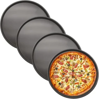 Set van 4 ronde pizzaborden 29 cm van staal