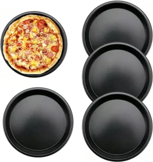 Set van 4 ronde pizzaplaten van roestvrij staal