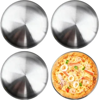 Set van 4 Ronde Pizzaschalen 30 cm RVS