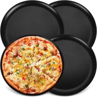 Set van 4 ronde pizzaschalen 30 cm van roestvrij staal