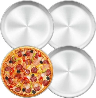 Set van 4 ronde RVS-pizzaschalen 30 cm