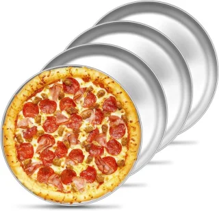 Set van 4 RVS pizzaschalen 26 cm