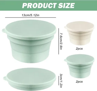Set van 4 siliconen pizzabalboxen met deksel 13 x 7,6 cm