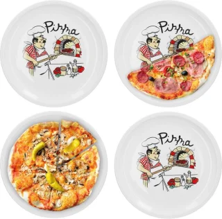 Set van 4 XL Italiaanse Pizzaborden - Porselein