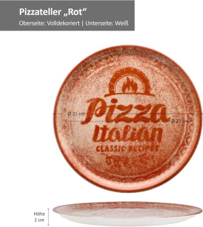 Set van 4 XL pizzaborden porselein Ø31 cm