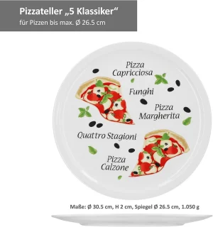 Set van 4 XL porseleinen pizzaborden 30,5 cm