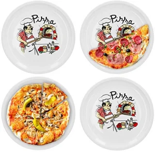 Set van 4 XL porseleinen pizzaborden