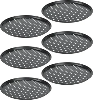 Set van 6 32 cm (12") ronde pizzapannen
