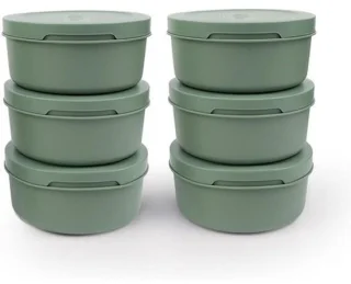 Set van 6 luchtdichte deegboxen van eucalyptus, 250 gram