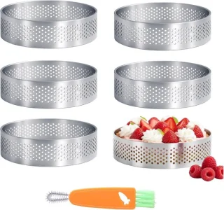 Set van 6 perforated bakringen voor mini taartjes van 8 cm