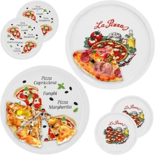 Set van 6 porseleinen pizzaborden 30,5 cm