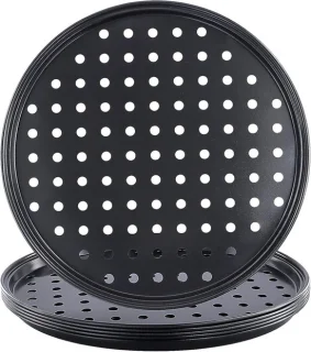 Set van 6 ronde carbon stalen 10 inch pizza pannen