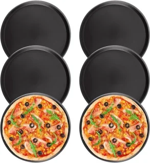 Set van 6 ronde pizzaborden 30 cm carbonstaal