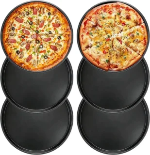 Set van 6 ronde pizzapannen van RVS