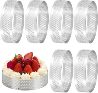 Set van 6 RVS taartvormen Ø8 cm