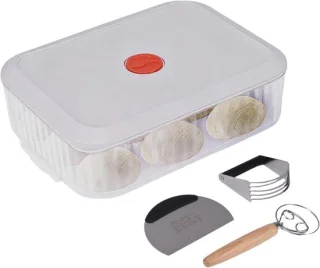 Set voor het maken van pizzadeeg met deegschraper, deegborstel en box