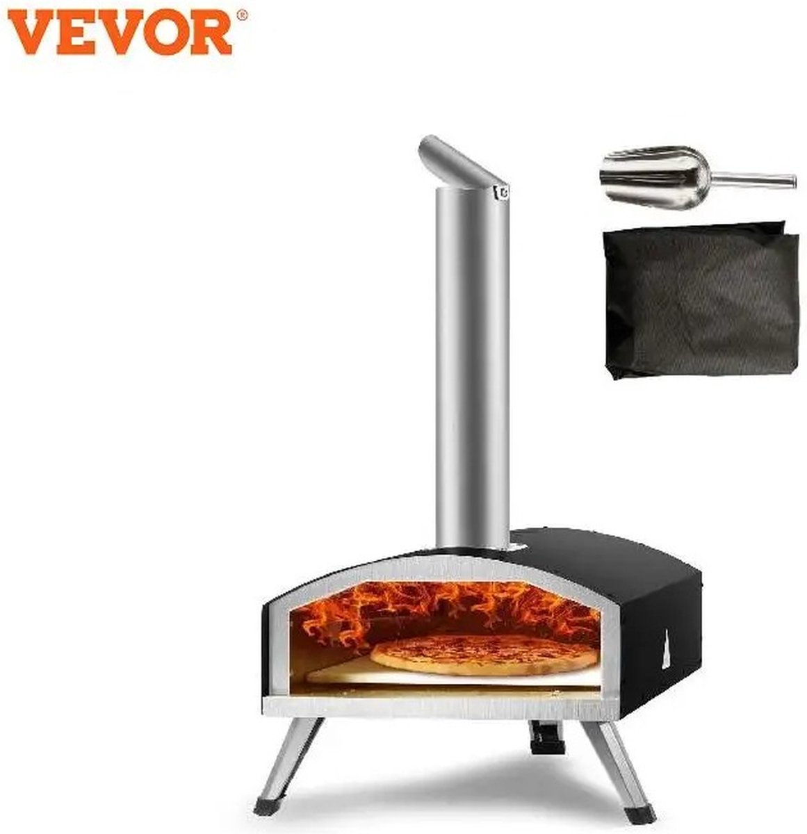 Shoppee Pizza Oven Draagbaar RVS 304.8mm Gas Houtskool