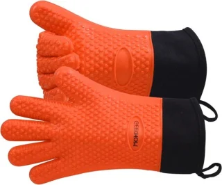 Silicone bbq handschoenen oranje 1