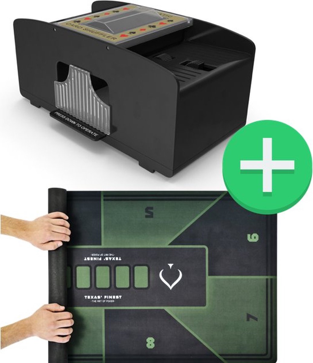 Texas' Finest Kaartschudmachine inclusief Pokermat en Speelkaarten