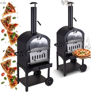 Tuin pizzaoven op houtskool & hout - 67x47,5x156 cm