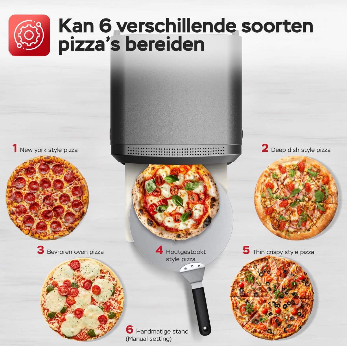 TurboTronic PO14 Elektrische Pizza Oven Zwart