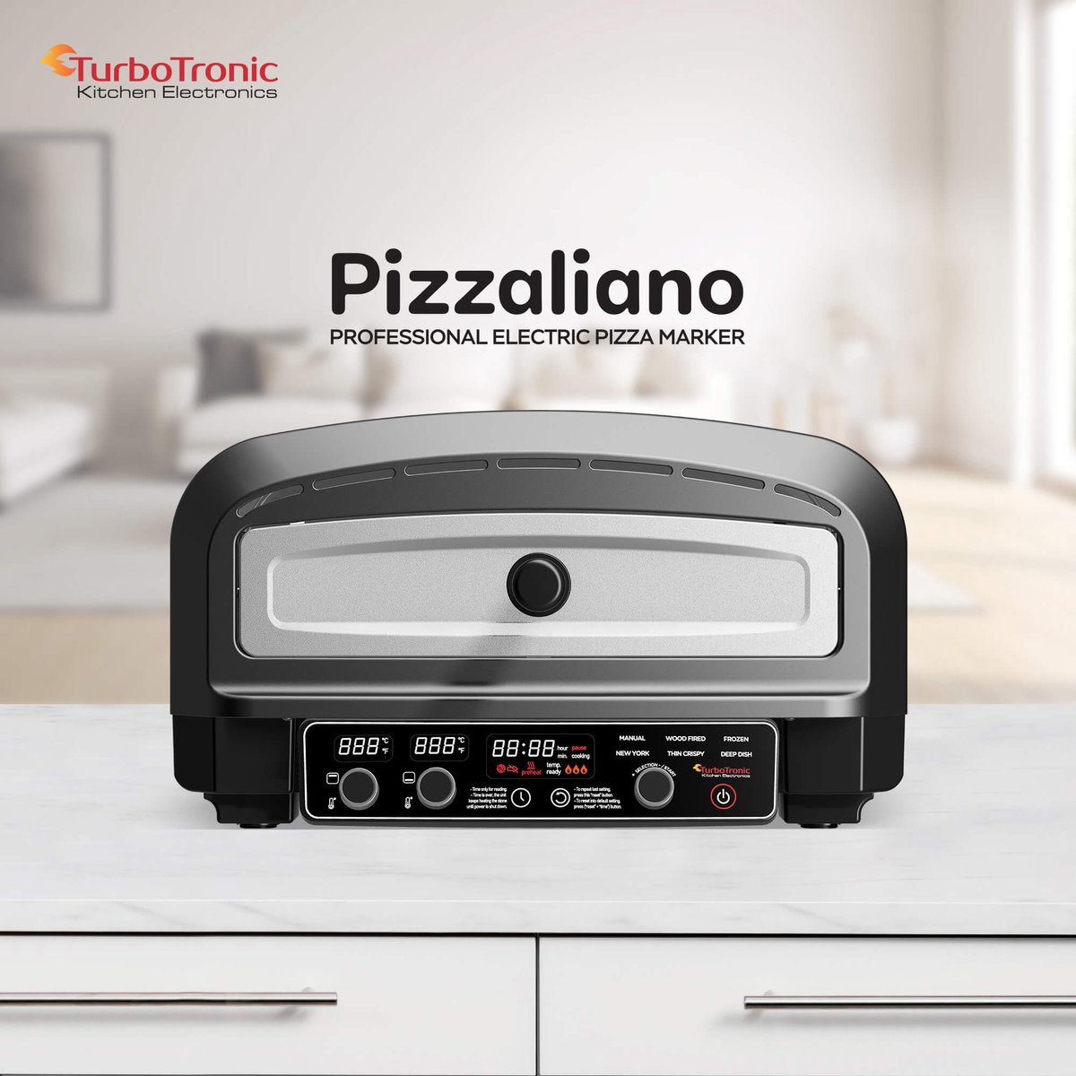 TurboTronic PO14 Elektrische Pizza Oven Zwart