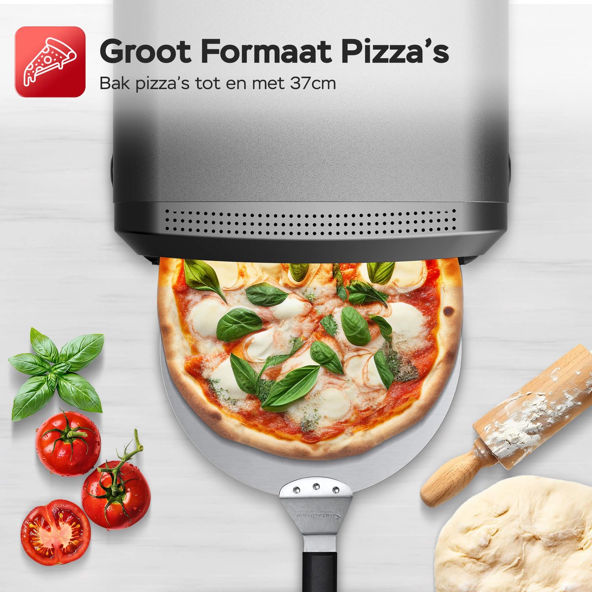 TurboTronic PO14 Elektrische Pizza Oven Zwart