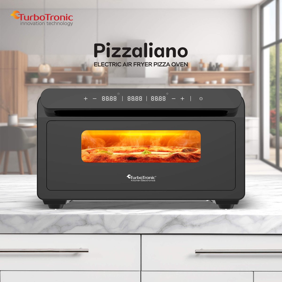 TurboTronic PO15 Elektrische Pizza Oven Zwart