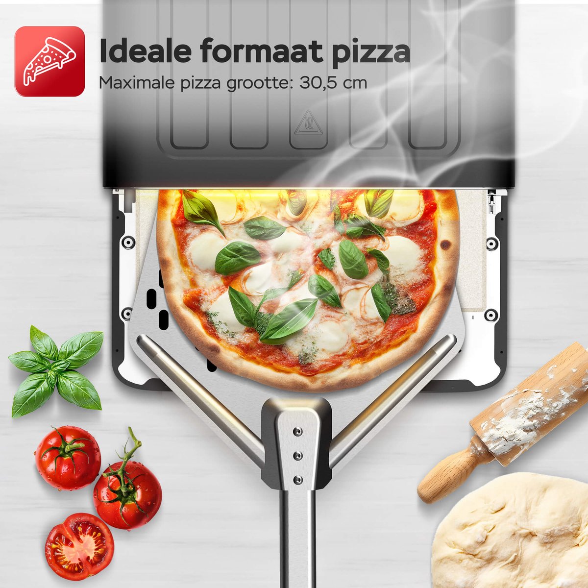 TurboTronic PO15 Elektrische Pizza Oven Zwart