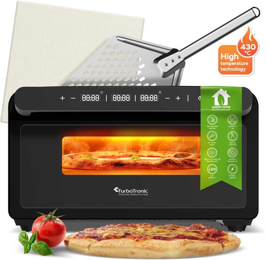 TurboTronic PO15 Elektrische Pizza Oven Zwart