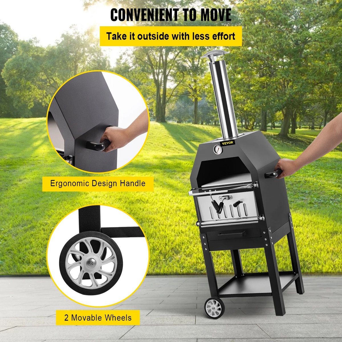 TX Store Pizza Oven Hout Buiten Zwart 2 Lagen