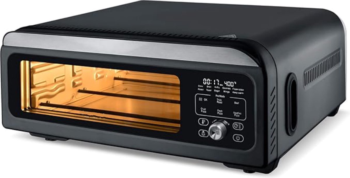 Unieke Elektrische Pizzaoven 400°C Steenoven Zwart
