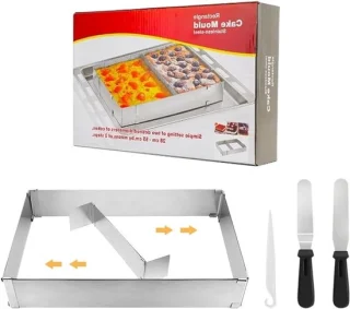 Verstelbaar RVS bakframe voor taart en pizza 18–33 x 28–53 cm