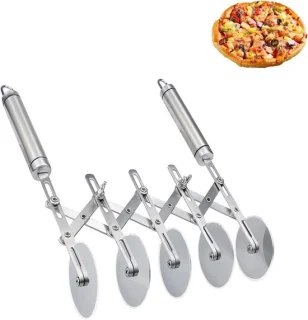 Verstelbare Deegsnijder met Handvatten, RVS Deegwiel voor Pizza, Taart en Gebak, Vaatwasserbestendig, Perfect voor Bakken