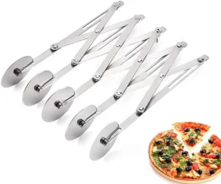 Verstelbare Rvs taartcutter en pizzasnijder met 5 wielen