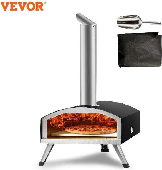 Vevor Draagbare Pizza Oven 304.8mm RVS Gas & Houtgestookt
