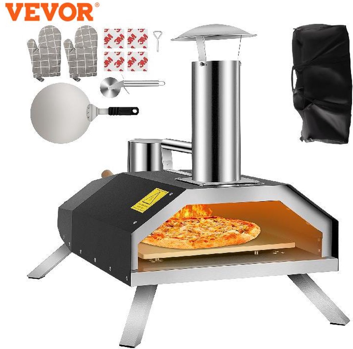 De VEVOR Pizzaoven houtpellets ø30 cm draagbaar opvouwbaar in één oogopslag