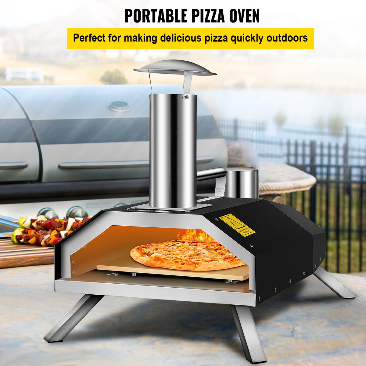 Wat vinden we goed aan de VEVOR Pizzaoven houtpellets ø30 cm draagbaar opvouwbaar