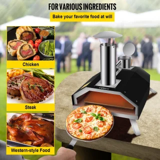 VEVOR Pizzaoven houtpellets ø30 cm draagbaar opvouwbaar