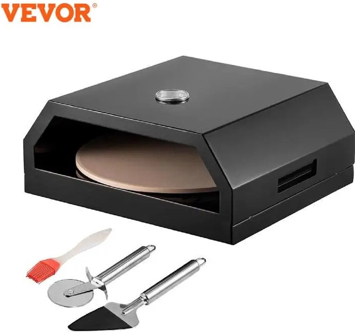De Vevor Professionele Pizzaoven Zwart in één oogopslag