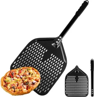 Vouwbare geperforeerde pizzaschep aluminium 30 x 39 x 43 cm